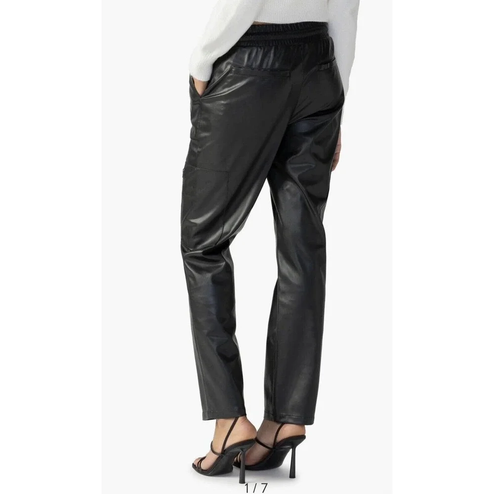 NWT Sanctuary Womens East Coast Utility Vegan Leather Pants 2X Drawstring‎ Black